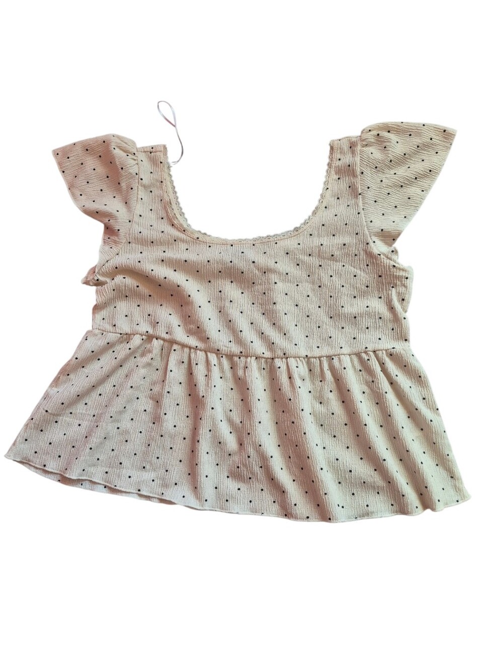 H&M Cream Top with Black Polka Dot Detail